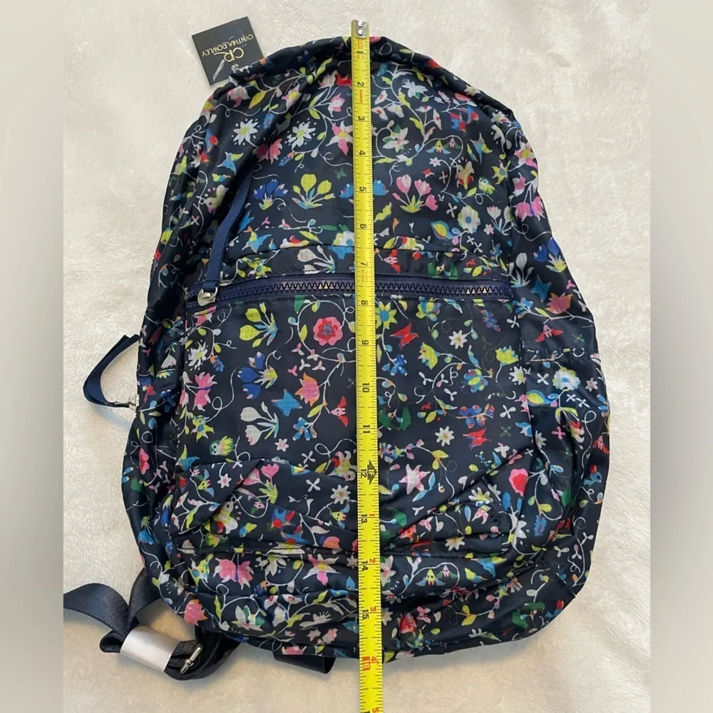 NWT Cynthia Rowley Wildflowers Navy Floral Backpack 15.5 inch x 13 inch